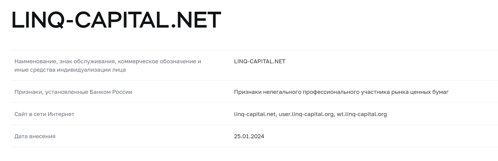 LINQ Capital СКАМ