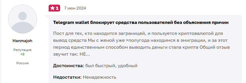 Telegram Wallet отзывы клиентов