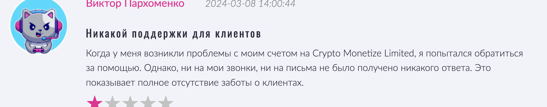 Crypto Monetize Limited отзыв