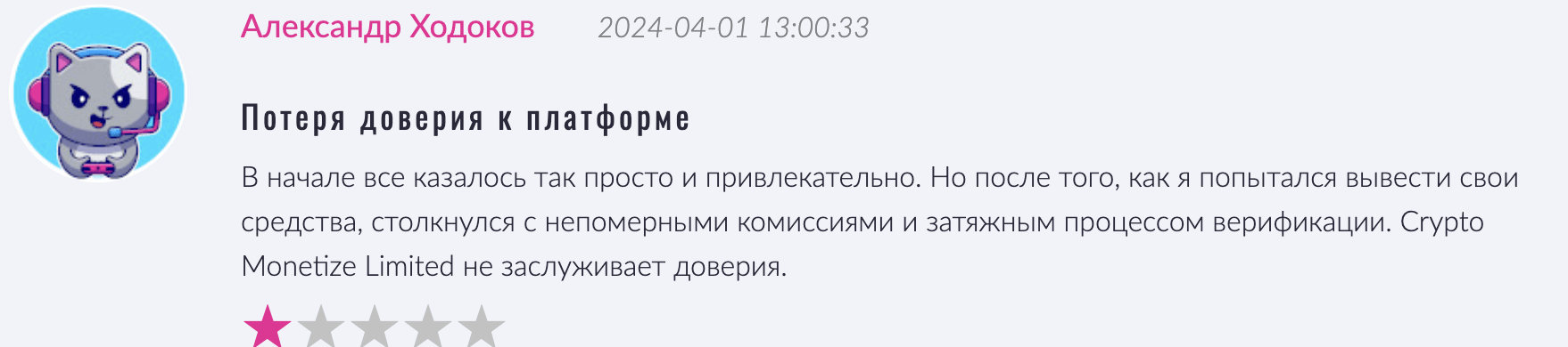 Crypto Monetize Limited отзыв