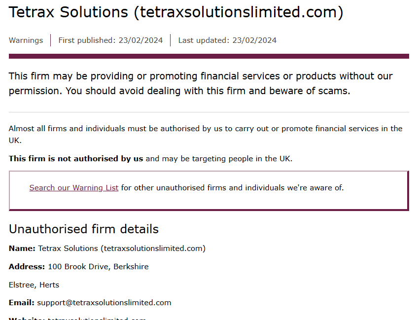 Tetrax Solutions лицензия