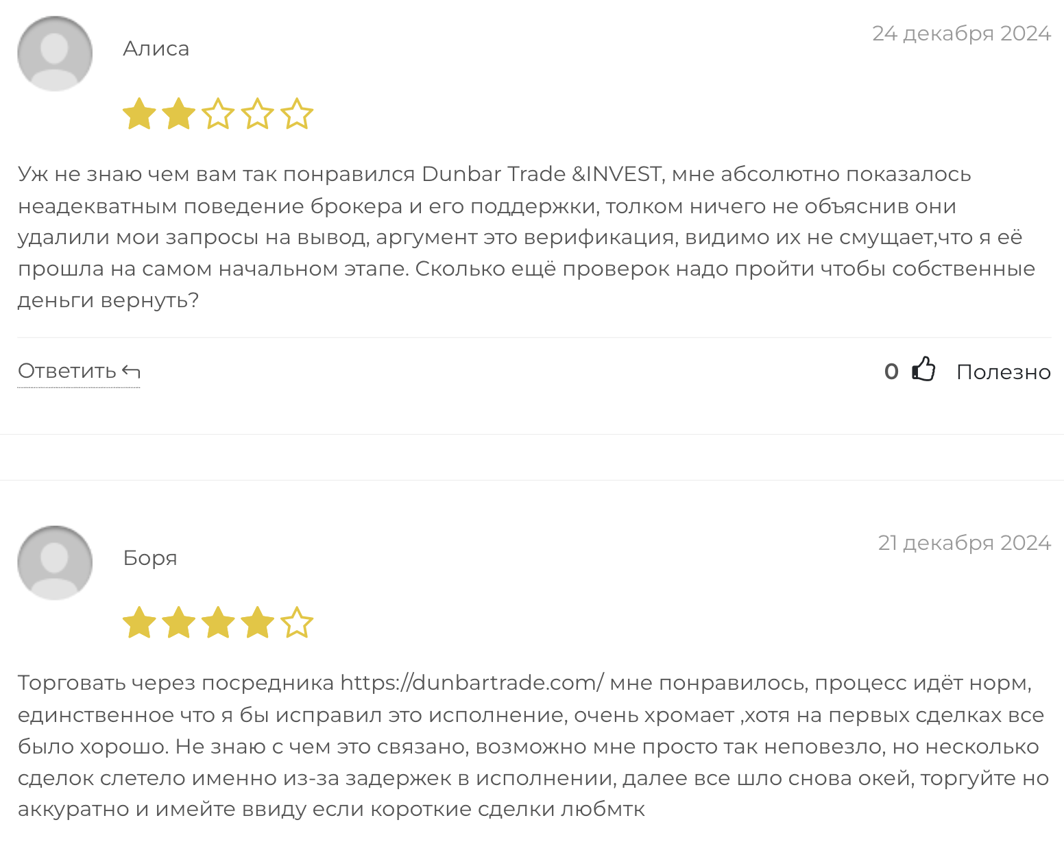 Dunbar Trade & Invest отзывы