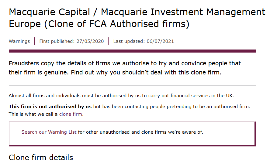 macquarie фса