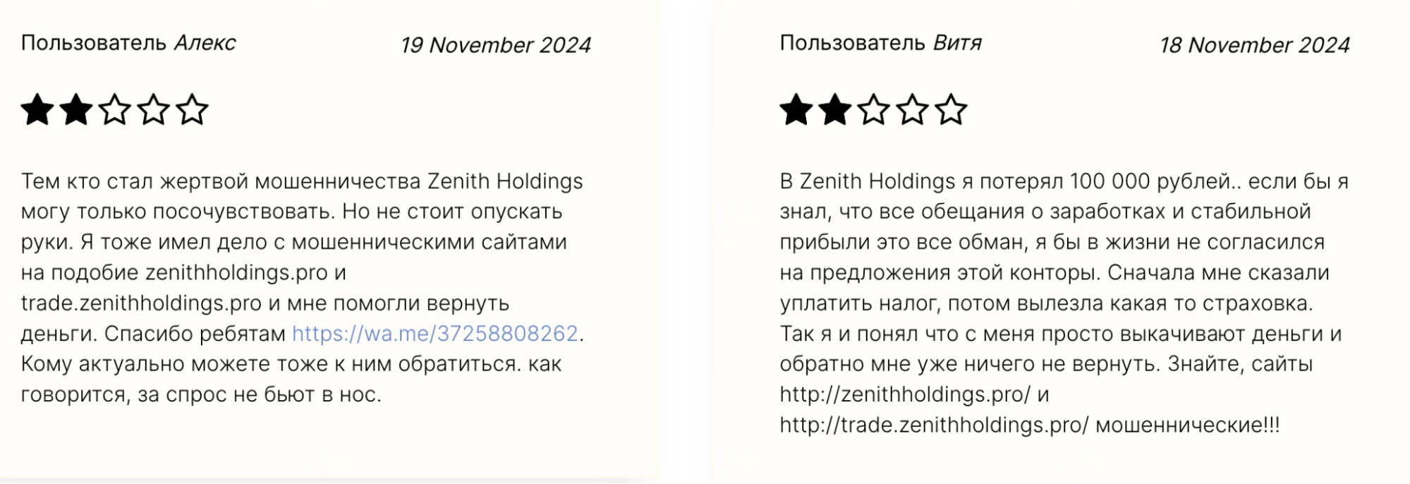 ZenithHoldings отзыв