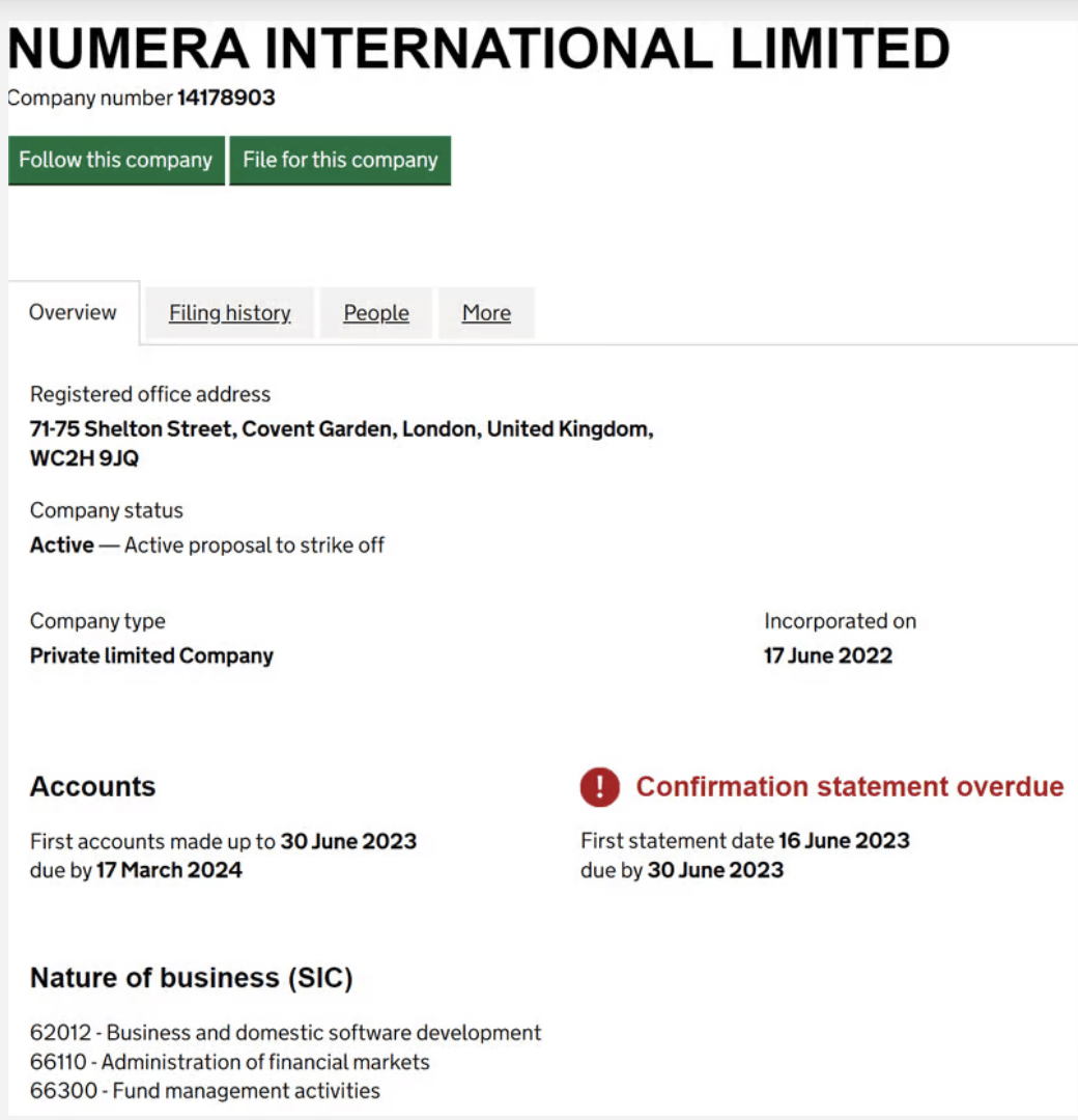 Numera International Limited скам