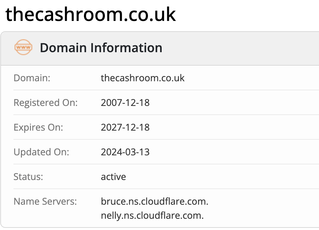 доменная информация thecashroom.co.uk