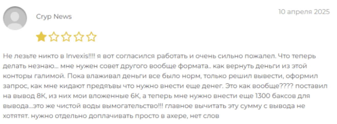 Invexis отзыв