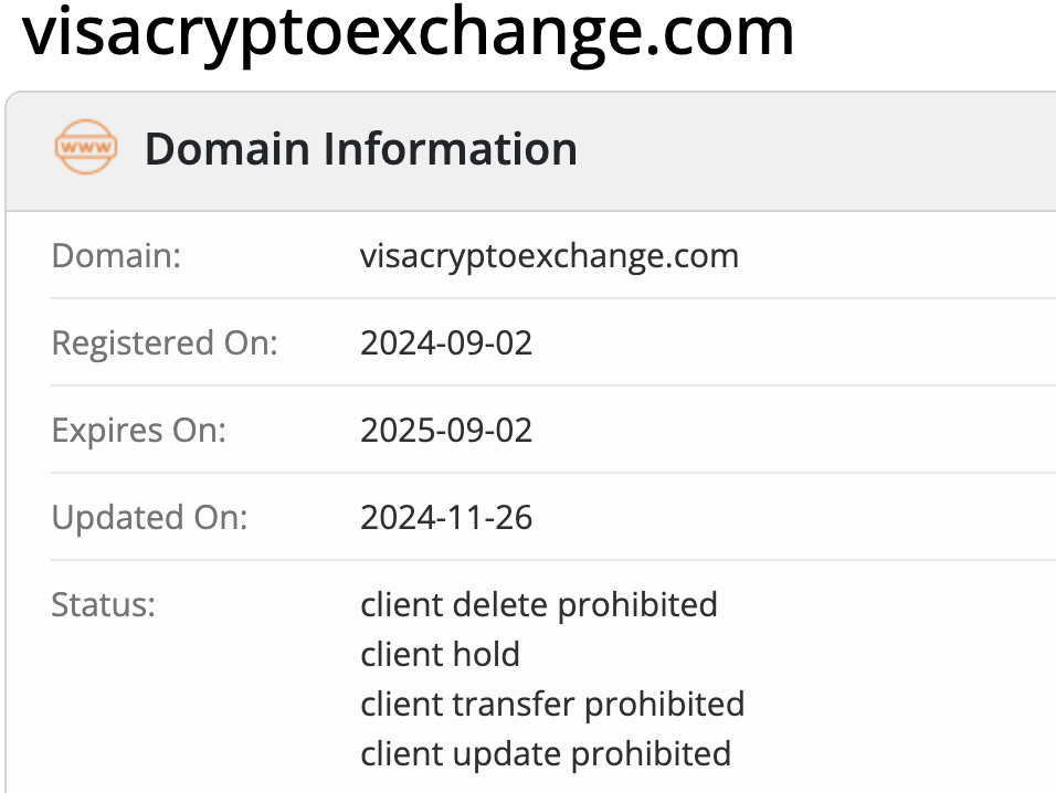 VisaCryptoExchange домен
