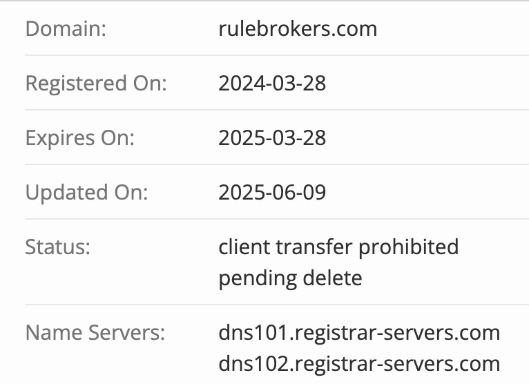 Rule Brokers данные домена