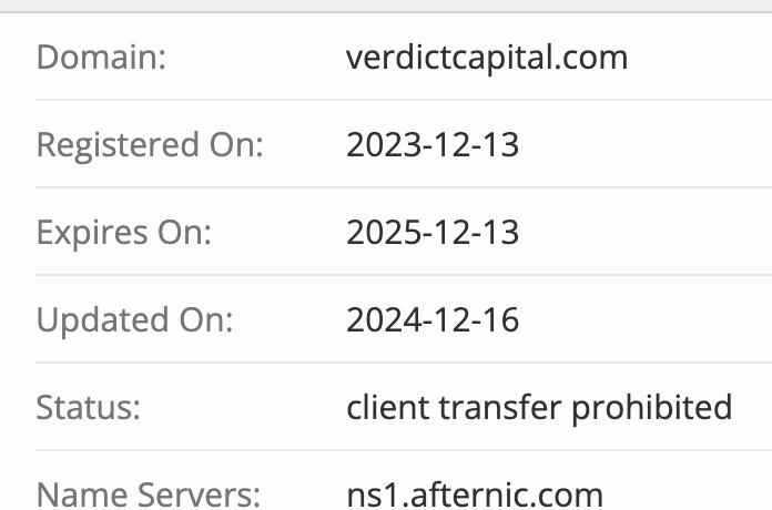 Verdict Capital домен