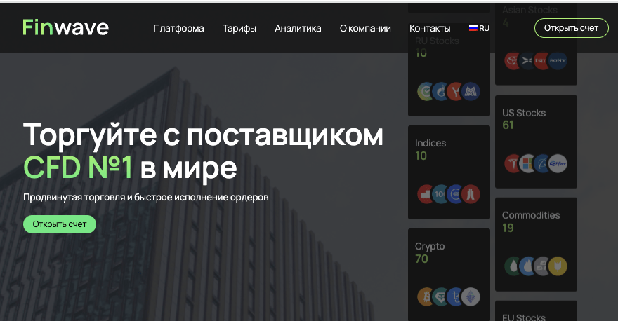страница сайта Finwave