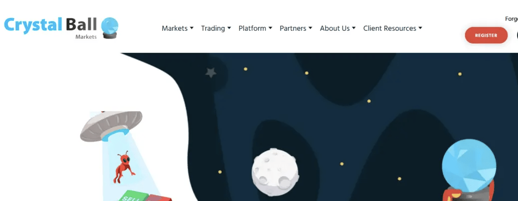 страница сайта Crystal Ball Markets