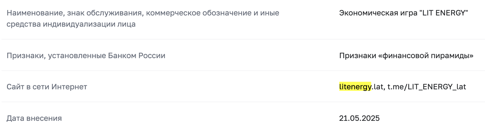 инфо LIT ENERGY