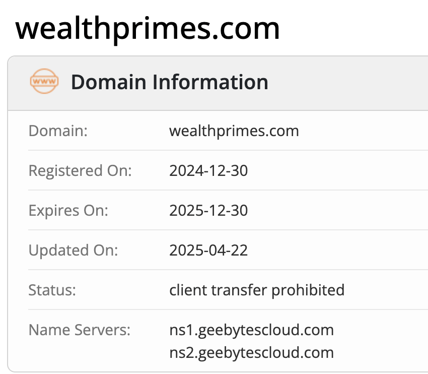 домен WealthPrimes Investment 