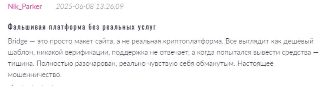 отзыв клиента CryptoBlock / BridgeSwap
