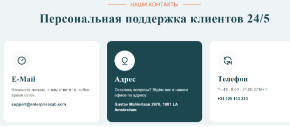 инфо о поддержке EnterpriseCAB