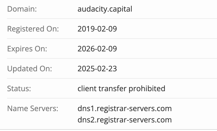 домен Audacity Capital