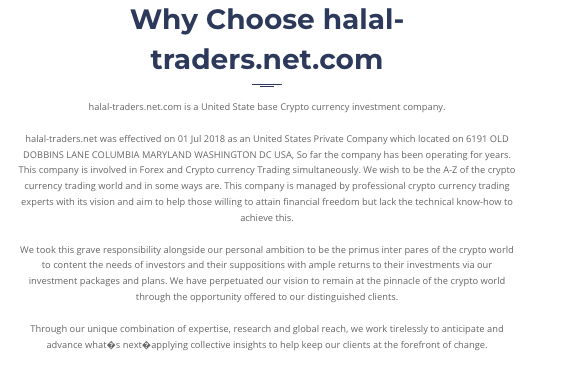 условия инфо Halal Traders