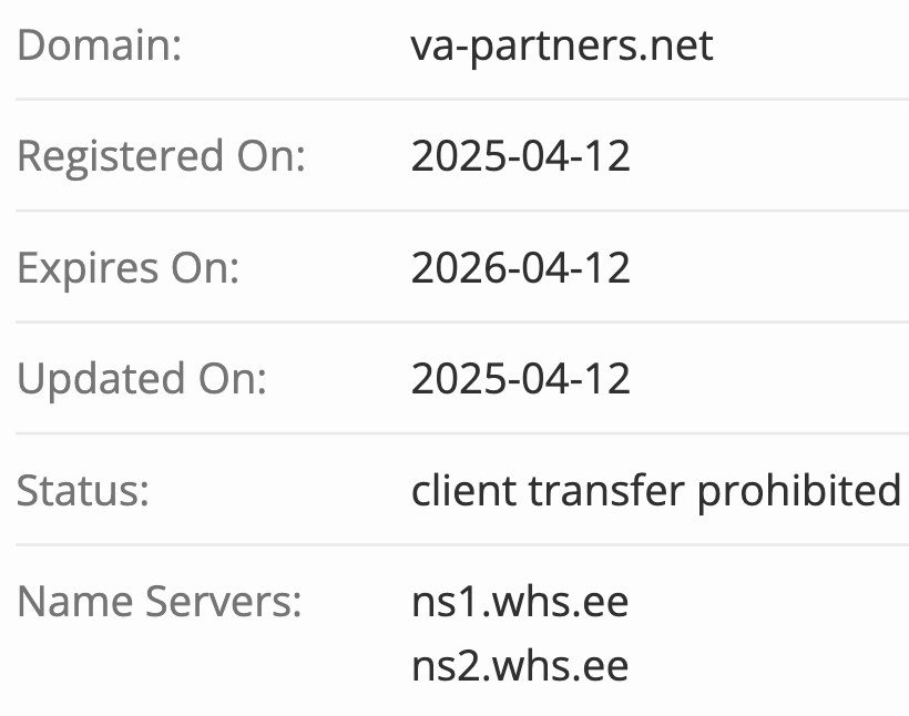 домен VA PARTNERS LIMITED