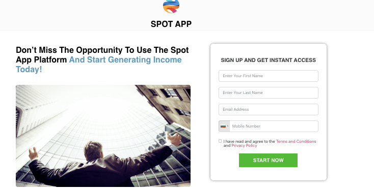 страница сайта Spot App™