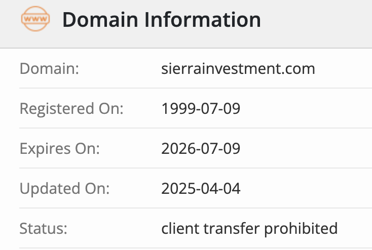 домен Sierra Investment Management