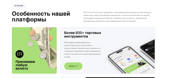 особенности CohesionFxLtd