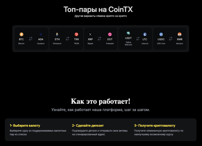 инфо о платформе CoinTX