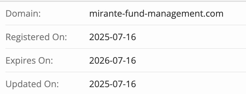 проверка домена Mirante Fund Management