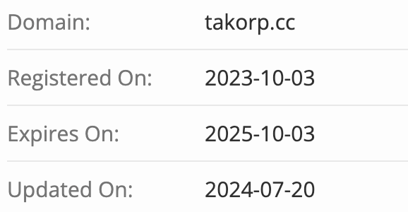 Takorp информация о домене