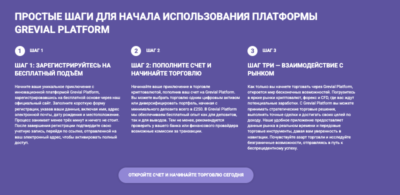 Grevial Platform шаги