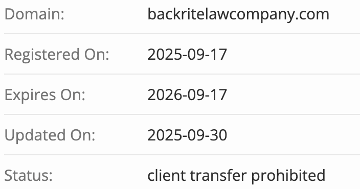 домен Backrite Law Company